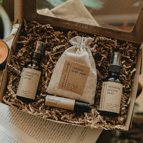 Gift Set- Shower Spray, Pillow Mist, Oatmeal Soak, Headache Relief-0