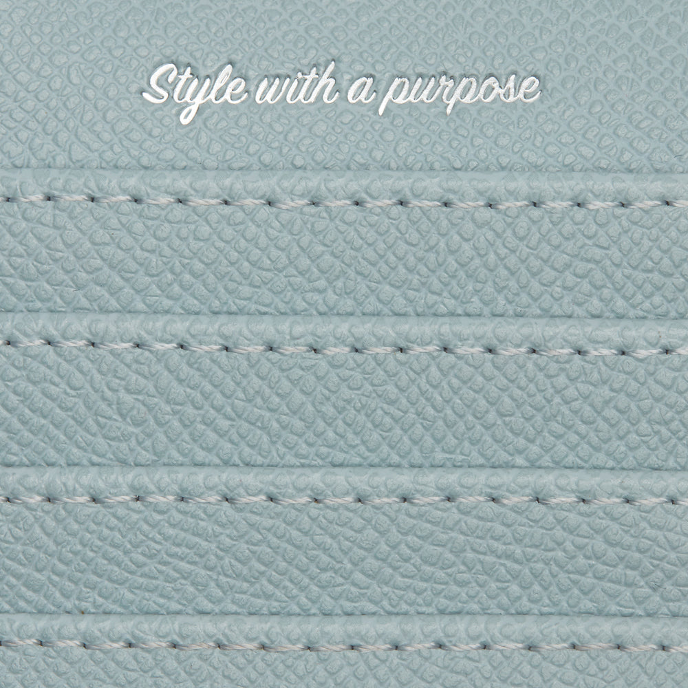 Light Blue Coin & Card Holder | Vegan Leather-3