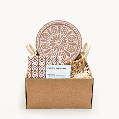 Bread Warmer & Basket Gift Set with Tea Towel - Vintage Flower-0