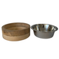 Stainless Steel Dog Bowl with Cylindrical Mango Wood Holder-3