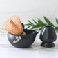 Black Flowers Matcha Bowl with Spout Set