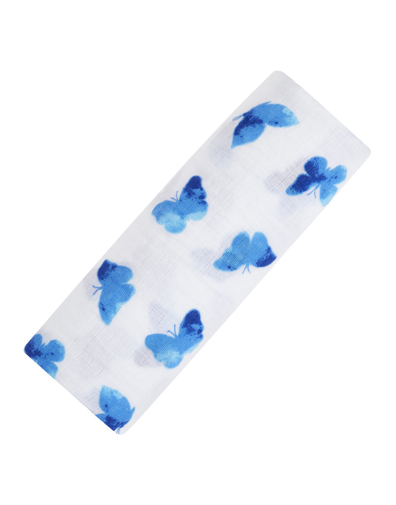 ORGANIC SWADDLE - BLUE BUTTERFLY-0