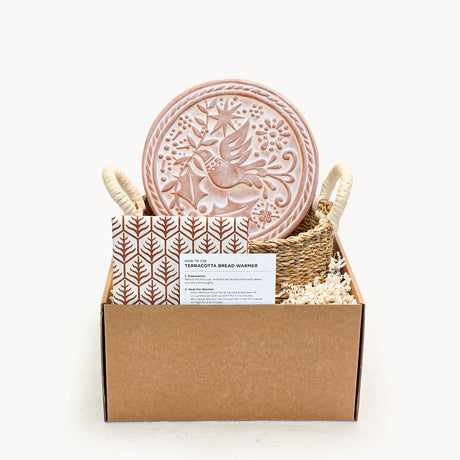 Bread Warmer & Basket Gift Set with Tea Towel - Bird Round-0