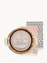 Bread Warmer & Basket Gift Set with Tea Towel - Tree of Life Round-0