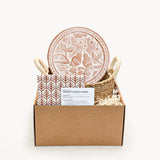 Bread Warmer & Basket Gift Set with Tea Towel - Lovebird Round-0