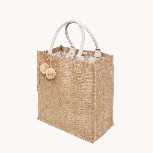 Gift & Market Tote Bag | Pompom (16”H x 15”W x 9"D) - Sumiye Co