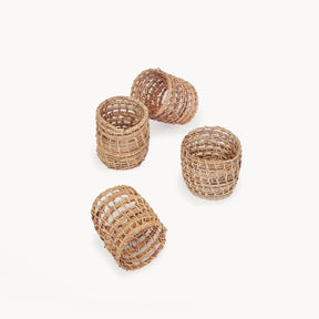 Woven Palm Fiber Napkin Ring - Natural (Set of 4)-0