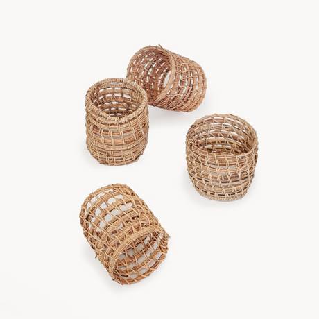 Woven Palm Fiber Napkin Ring - Natural (Set of 4) - Sumiye Co