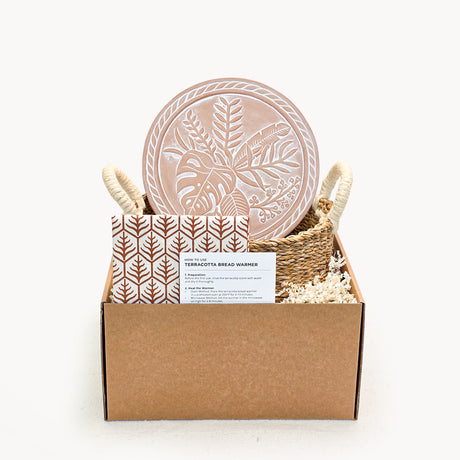 Bread Warmer & Basket Gift Set with Tea Towel - Plant Round-0