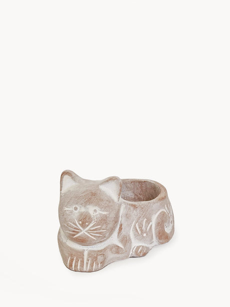 Tea Light Candle Holder | Terracotta Cat-0