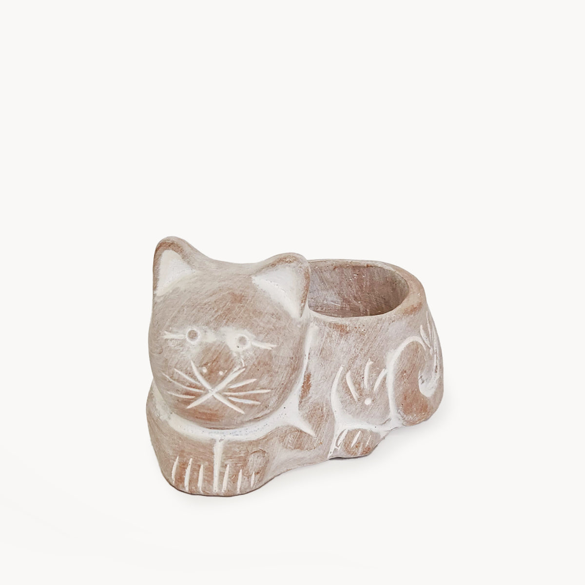Tea Light Candle Holder | Terracotta Cat