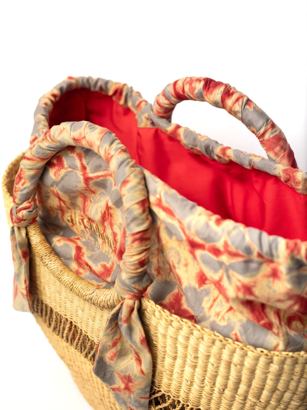 Butterfly Bag Medium - Natural w/ Light Grey and Red Lining - Sumiye Co