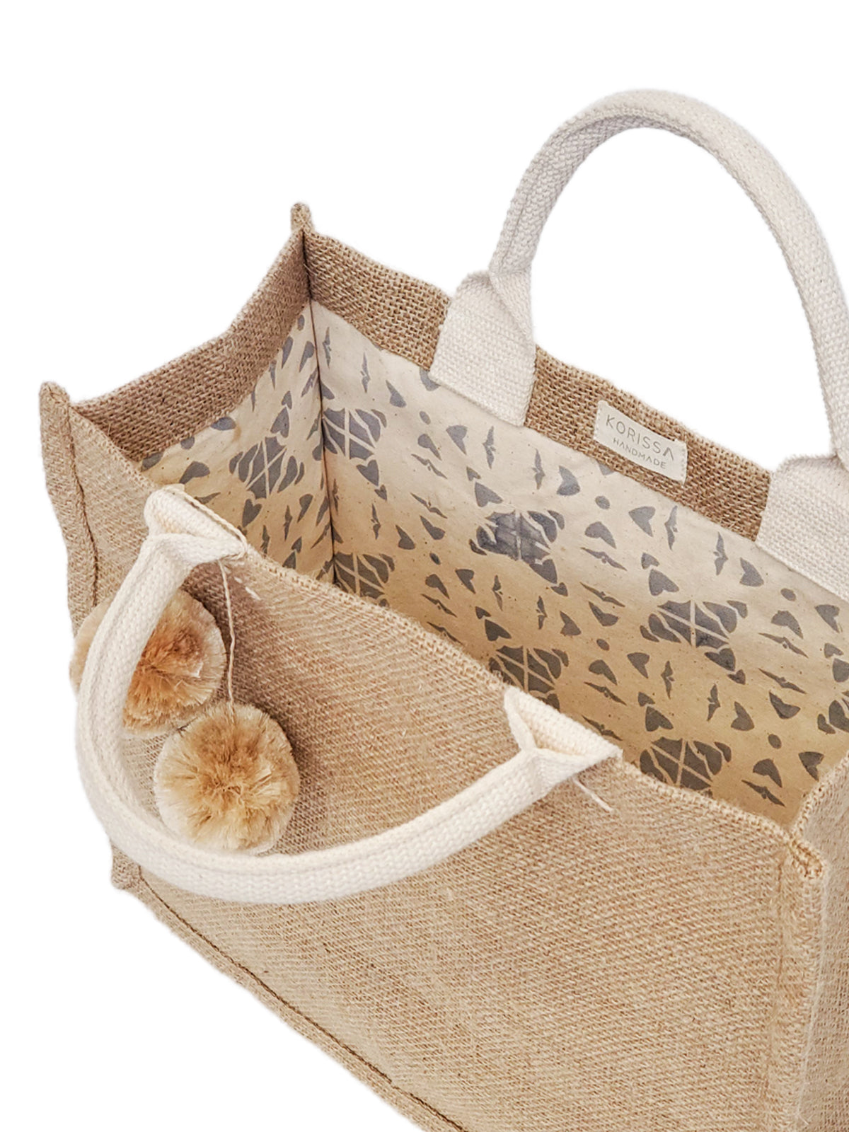 Gift & Market Tote Bag | Pompom (10” H x 12.5”W x 6”D)-4