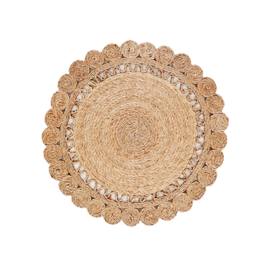 Jute Flower 14" Round Placemat (Set of 2) - Sumiye Co