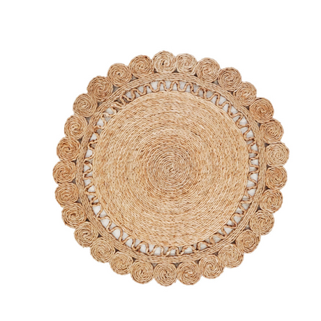 Jute Flower 14" Round Placemat (Set of 2) - Sumiye Co