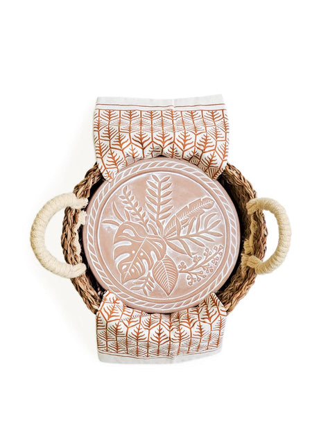 Bread Warmer & Basket Gift Set with Tea Towel - Plant Round-6