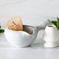 White Spouted Matcha Bowl with Textured Handle Set