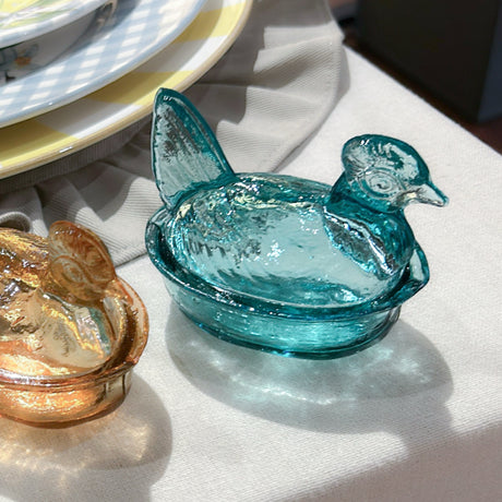 Nesting Hen Bowl & Lid - GLACIER BLUE | Hand Blown Glass - Colombia - Sumiye Co