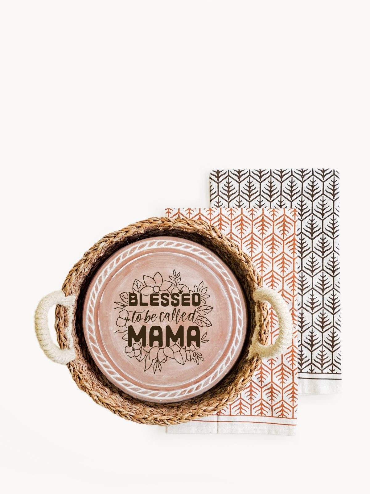 Bread Warmer & Basket Gift Set with Tea Towel - Mom Round-7