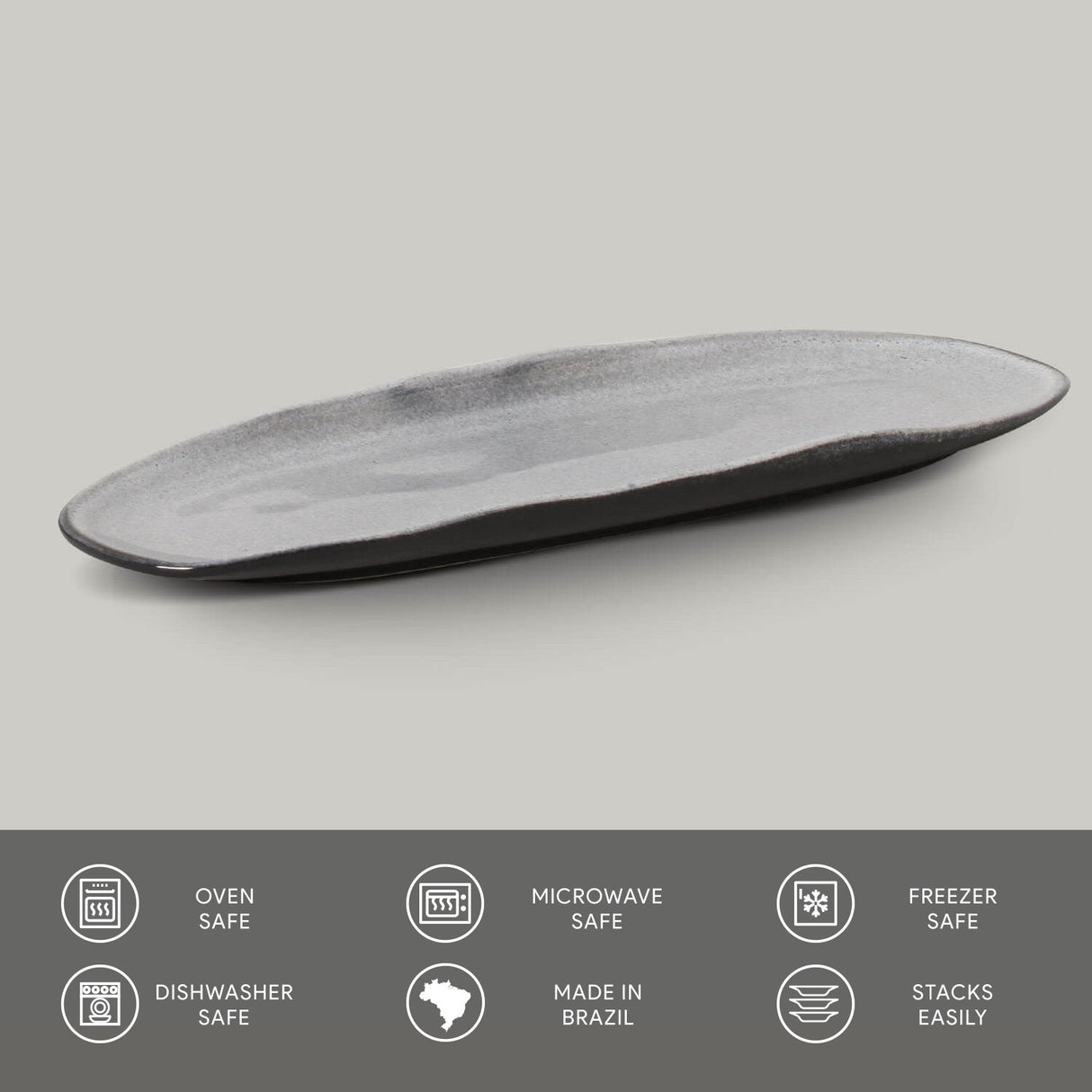 Shallow Organic Oval Platter Large Set of 4