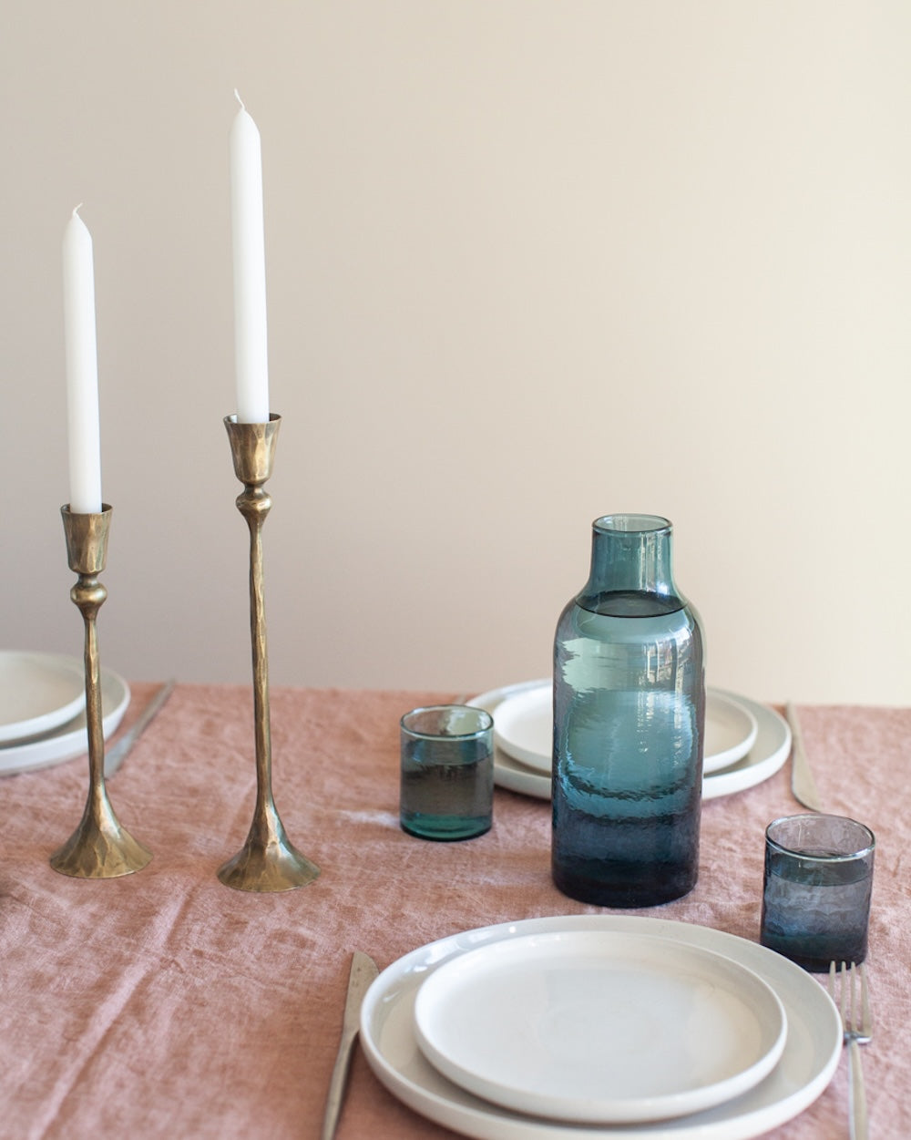 S/2 Gemini Candlesticks - Brass Finish - Sumiye Co