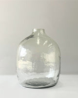 Clear glass vase on a white background