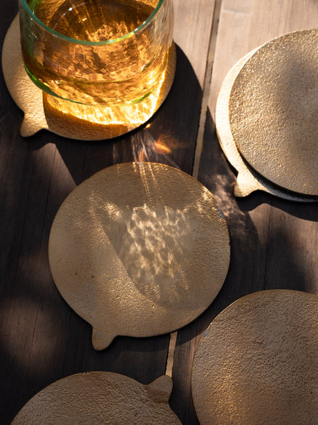 Antique Brass Coasters Set of 6 - Sumiye Co