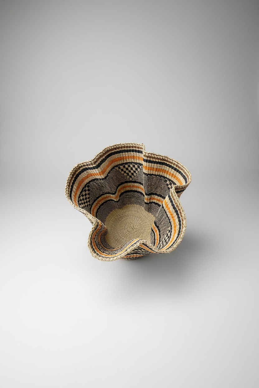 Handwoven Wave Basket - Earth Colors