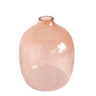 Pink glass vase on a white background