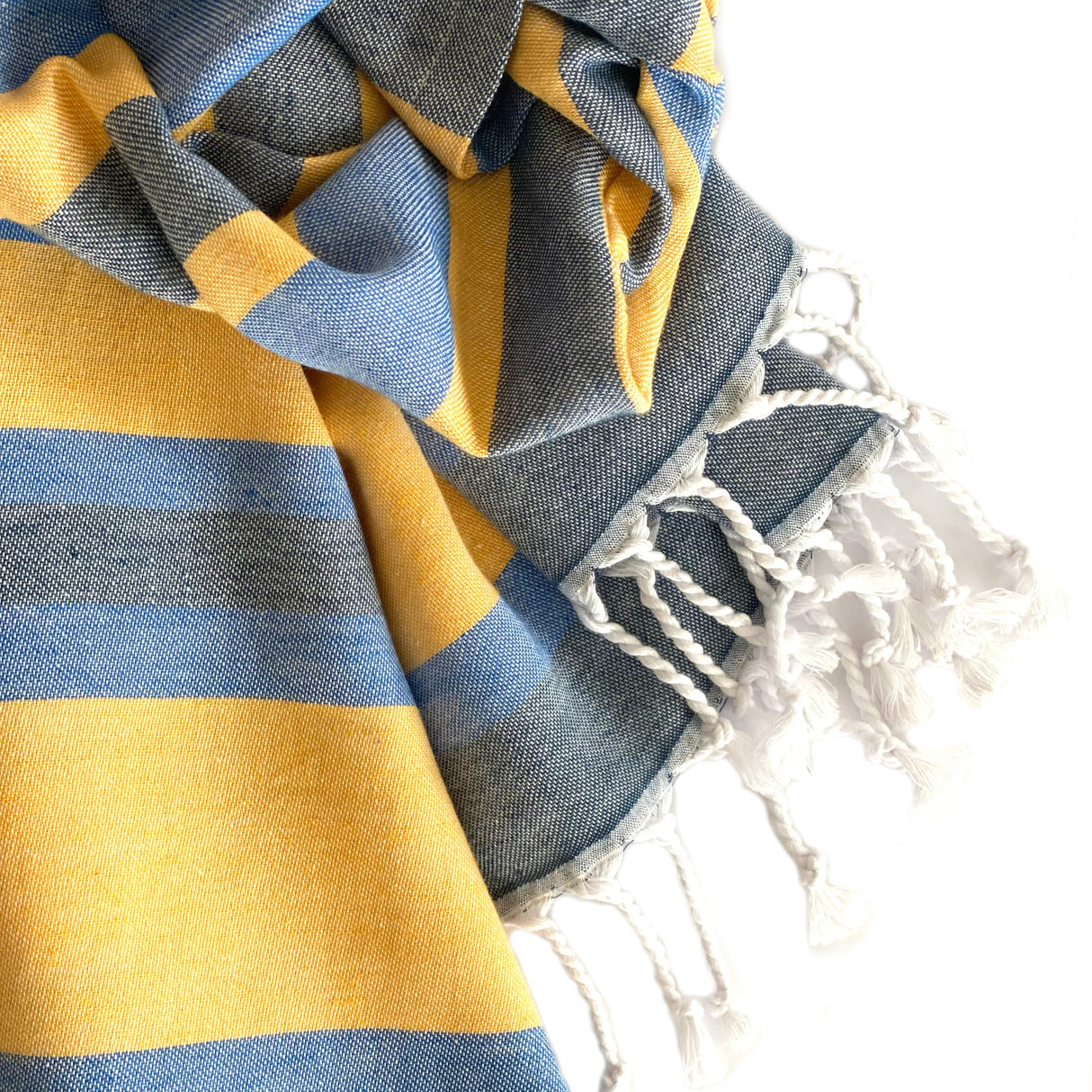 Samara Striped Blue & Yellow Turkish Towel - Sumiye Co