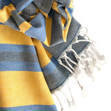 Samara Striped Blue & Yellow Turkish Towel - Sumiye Co