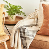 Seytu White  Striped Gently Textured Handloom Throw - Sumiye Co