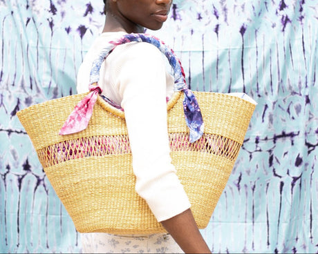 Butterfly Bag Medium - Natural w/ Light Grey and Red Lining - Sumiye Co