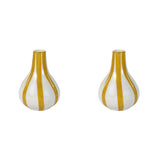 Ceramic Stripe  bud vase, Yellow-  3.5 x 3.5 x 4.75 Inches ( Set of 2 )