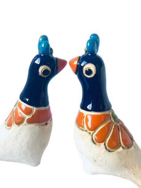 Ceramic Birds Set – Handmade Folk Art Sculpture from Colombia - Sumiye Co