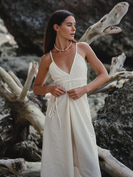 Sage Maxi Dress - Gold Stripes - Sumiye Co