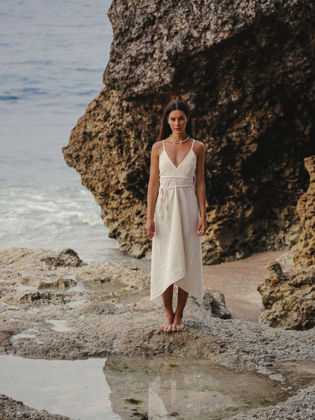 Sage Maxi Dress - Gold Stripes - Sumiye Co