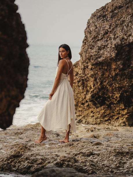 Sage Maxi Dress - Gold Stripes - Sumiye Co