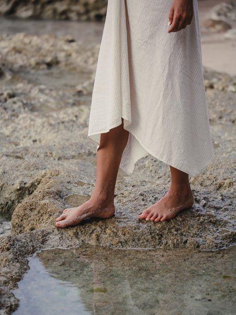 Sage Maxi Dress - Gold Stripes - Sumiye Co