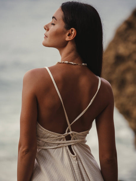 Sage Maxi Dress - Gold Stripes - Sumiye Co