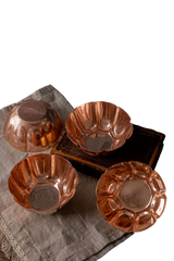 S/2 Vintage Inspired Copper Fluted Bowls with Crown Engraving