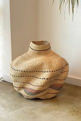 Handwoven Wave Basket Natural With Black