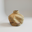 Woven basket with a cylindrical shape on a white background