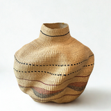 Handwoven Wave Basket Natural With Black