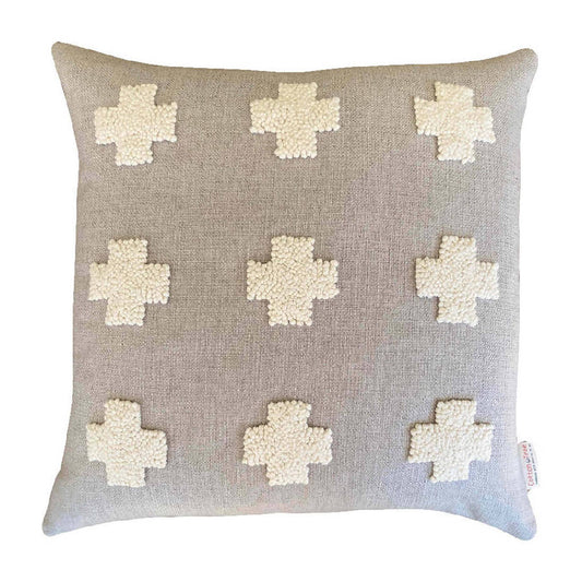 20" x 20" Punch Needle Naturals Throw Pillow Cover - Crosses