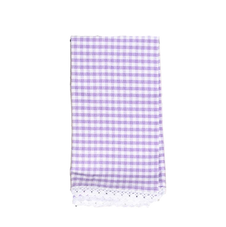 Purple and white checkered cloth napkin 
