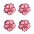 Four pink floral patterns on a white background