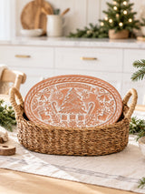 Bread Warmer & Basket - Christmas Oval-3