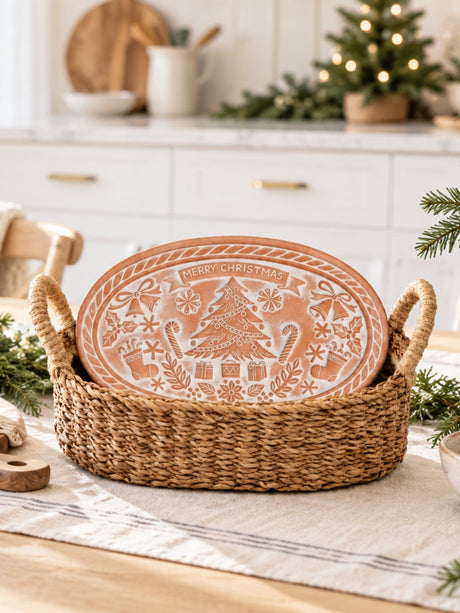 Bread Warmer & Basket - Christmas Oval-3