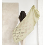 Sea Salt Pastel Green Hand Woven Hand Embroidered Silk Merino Classic Scarf - Sumiye Co
